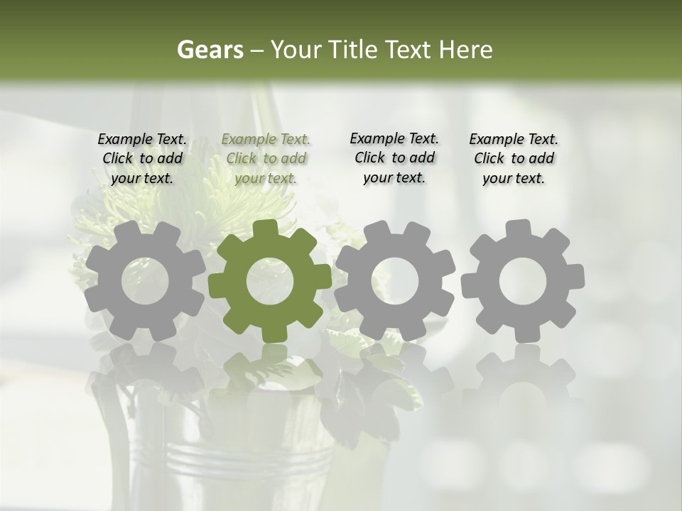 A Green And White Flower Arrangement In A Vase PowerPoint Template