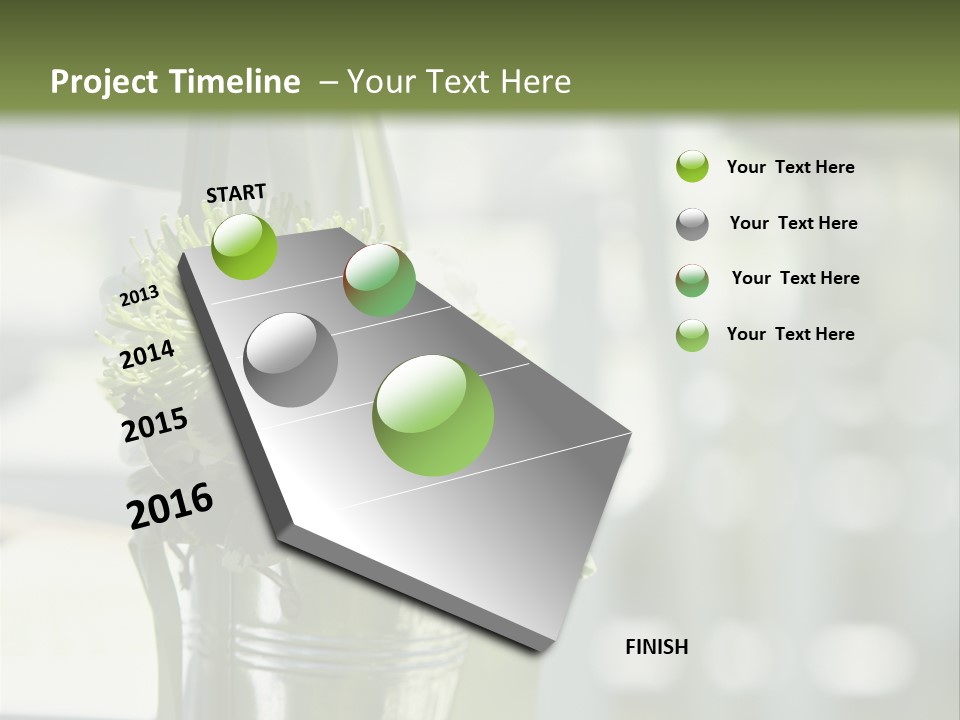 A Green And White Flower Arrangement In A Vase PowerPoint Template