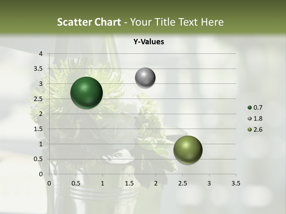 A Green And White Flower Arrangement In A Vase PowerPoint Template