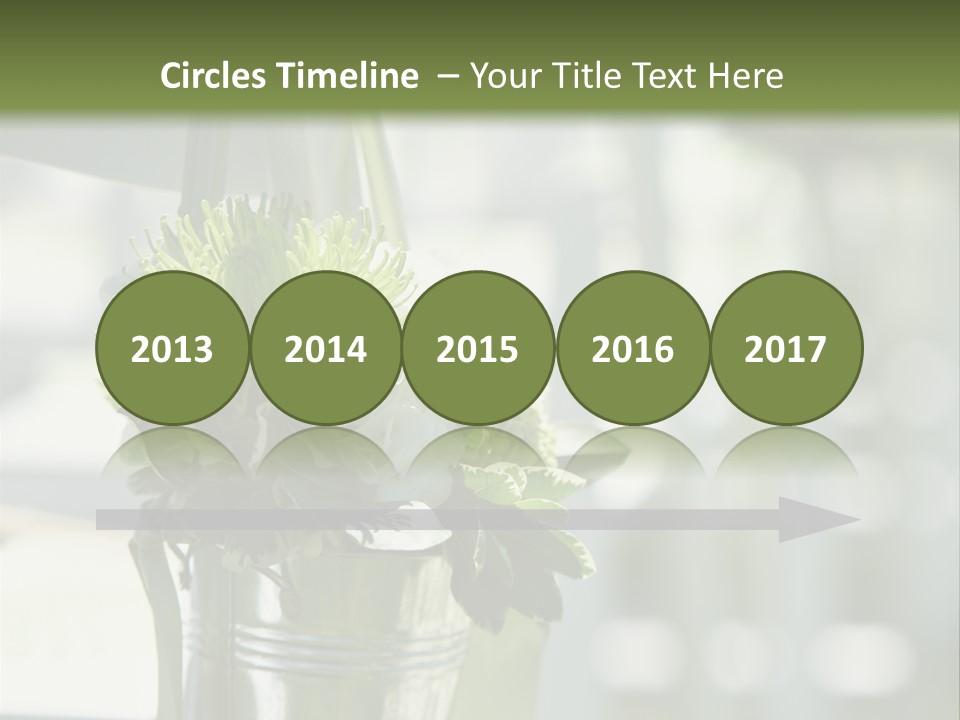 A Green And White Flower Arrangement In A Vase PowerPoint Template