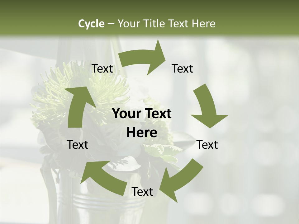 A Green And White Flower Arrangement In A Vase PowerPoint Template