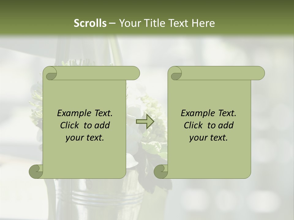 A Green And White Flower Arrangement In A Vase PowerPoint Template