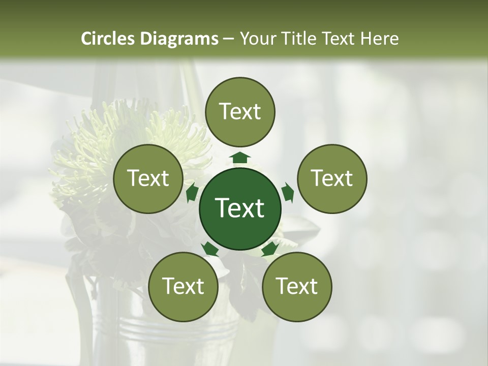 A Green And White Flower Arrangement In A Vase PowerPoint Template