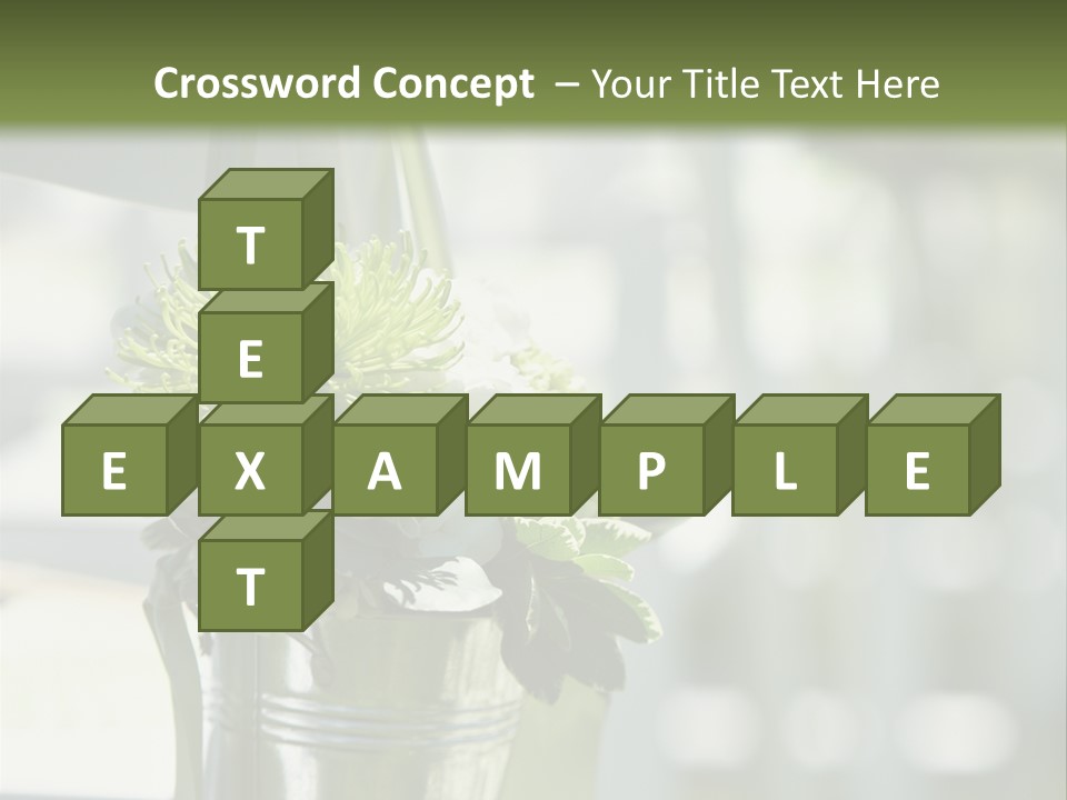 A Green And White Flower Arrangement In A Vase PowerPoint Template