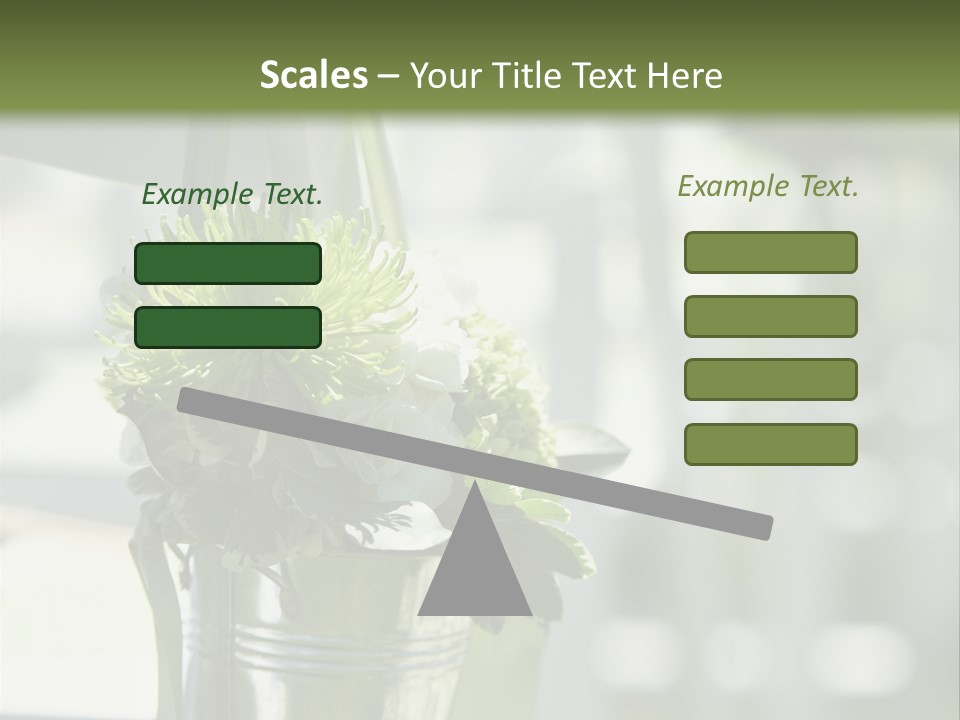 A Green And White Flower Arrangement In A Vase PowerPoint Template
