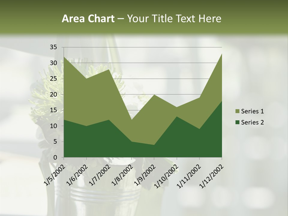 A Green And White Flower Arrangement In A Vase PowerPoint Template
