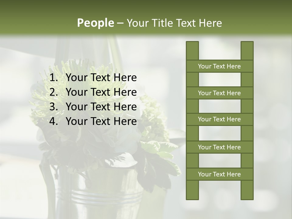 A Green And White Flower Arrangement In A Vase PowerPoint Template