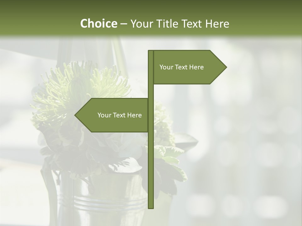 A Green And White Flower Arrangement In A Vase PowerPoint Template