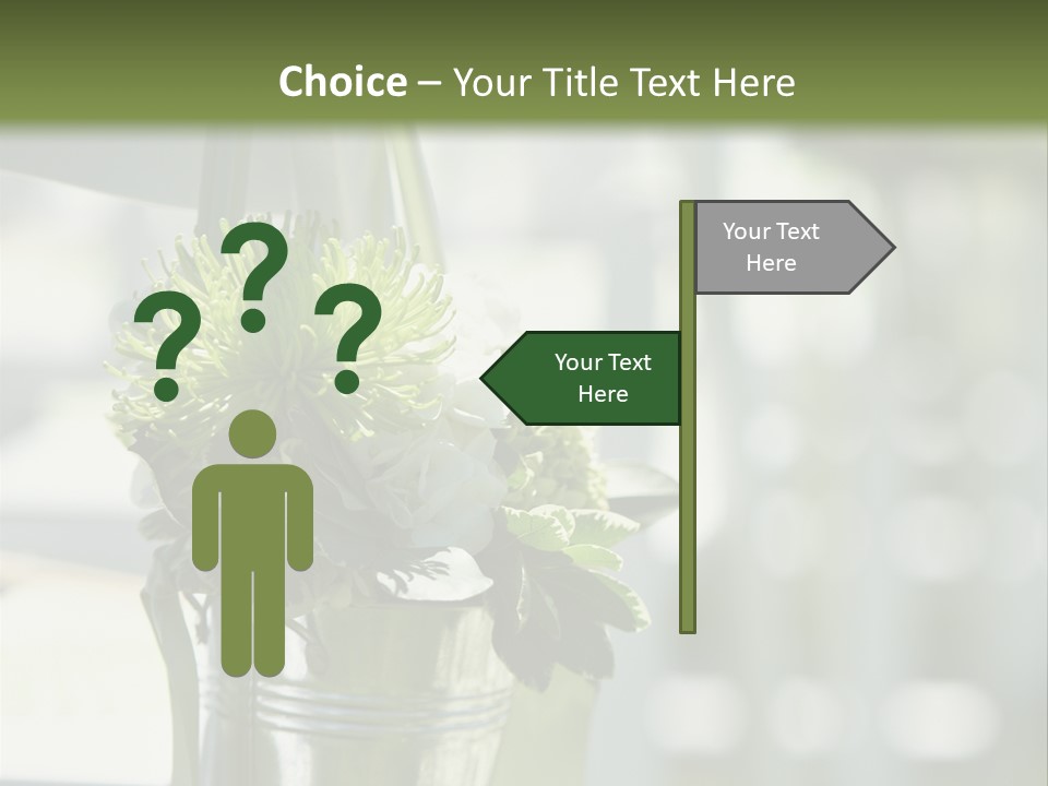 A Green And White Flower Arrangement In A Vase PowerPoint Template