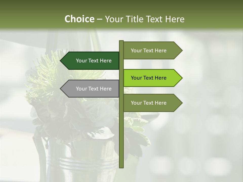 A Green And White Flower Arrangement In A Vase PowerPoint Template