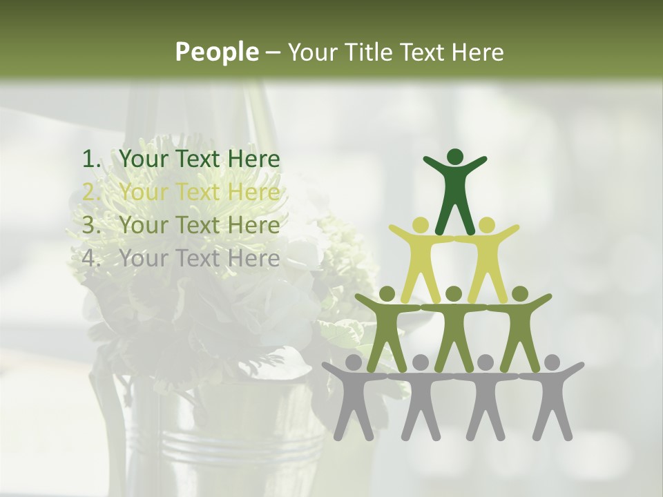 A Green And White Flower Arrangement In A Vase PowerPoint Template