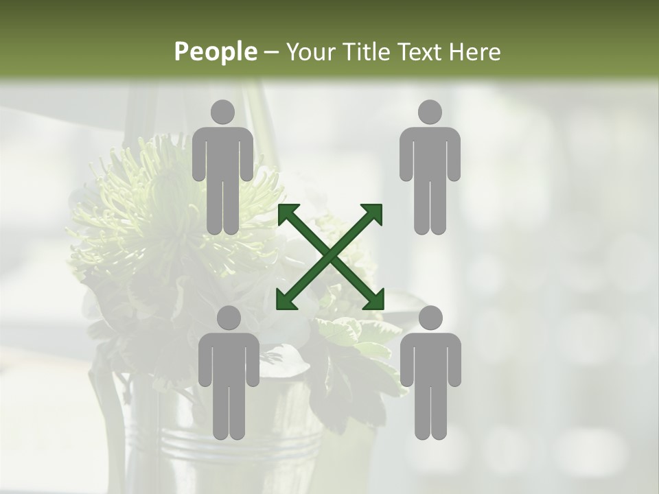 A Green And White Flower Arrangement In A Vase PowerPoint Template