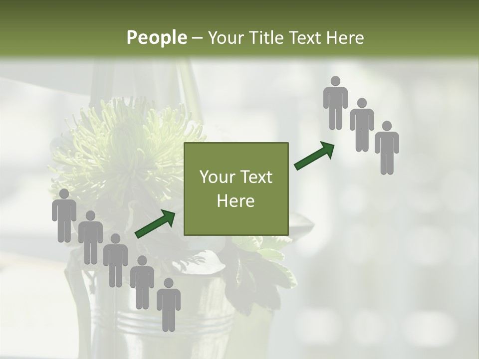 A Green And White Flower Arrangement In A Vase PowerPoint Template