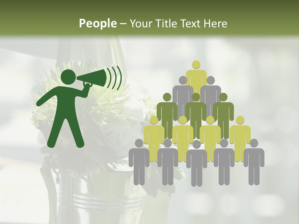 A Green And White Flower Arrangement In A Vase PowerPoint Template