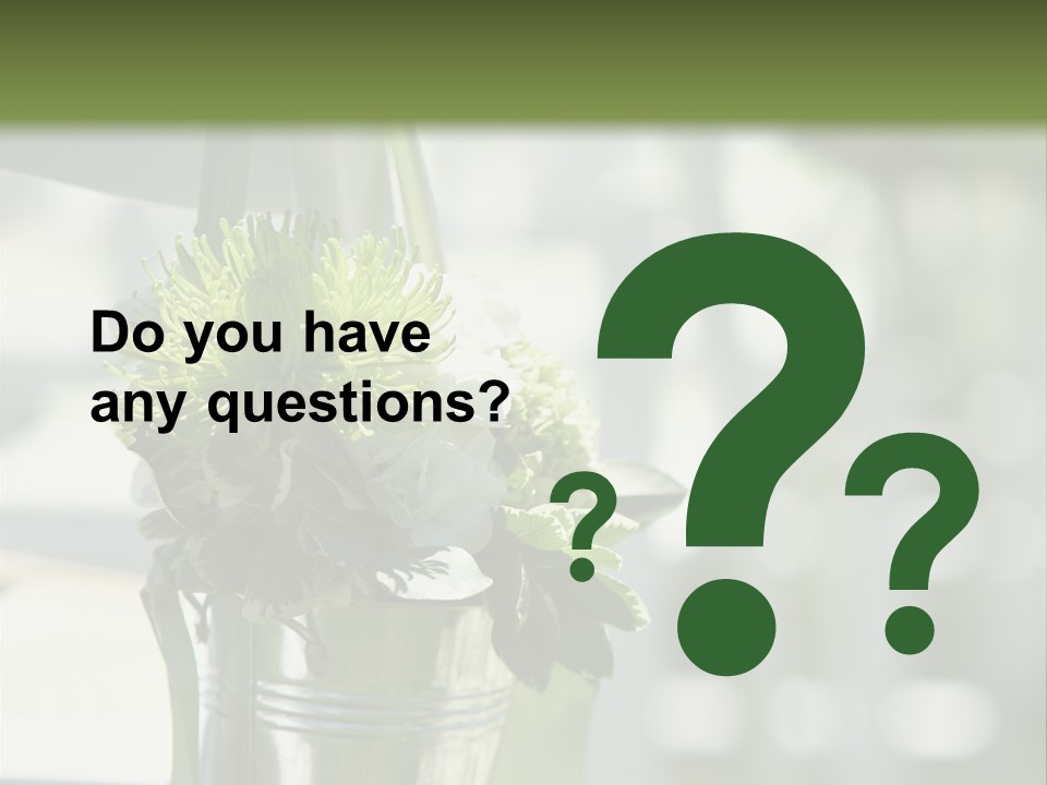 A Green And White Flower Arrangement In A Vase PowerPoint Template