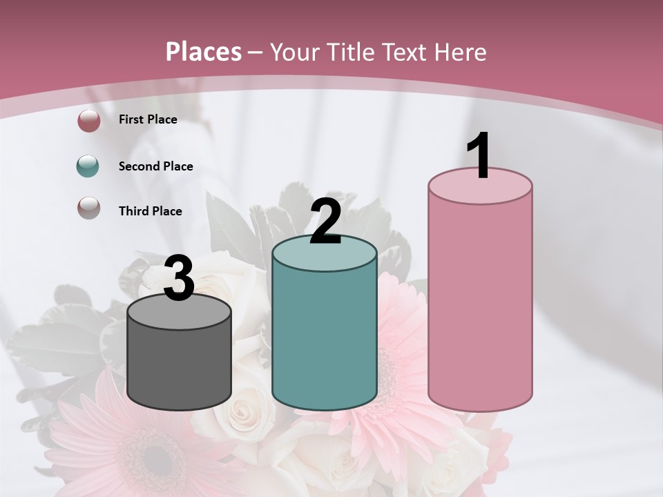 A Bouquet Of Flowers Sitting On A White Bench PowerPoint Template