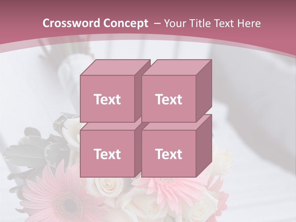 A Bouquet Of Flowers Sitting On A White Bench PowerPoint Template