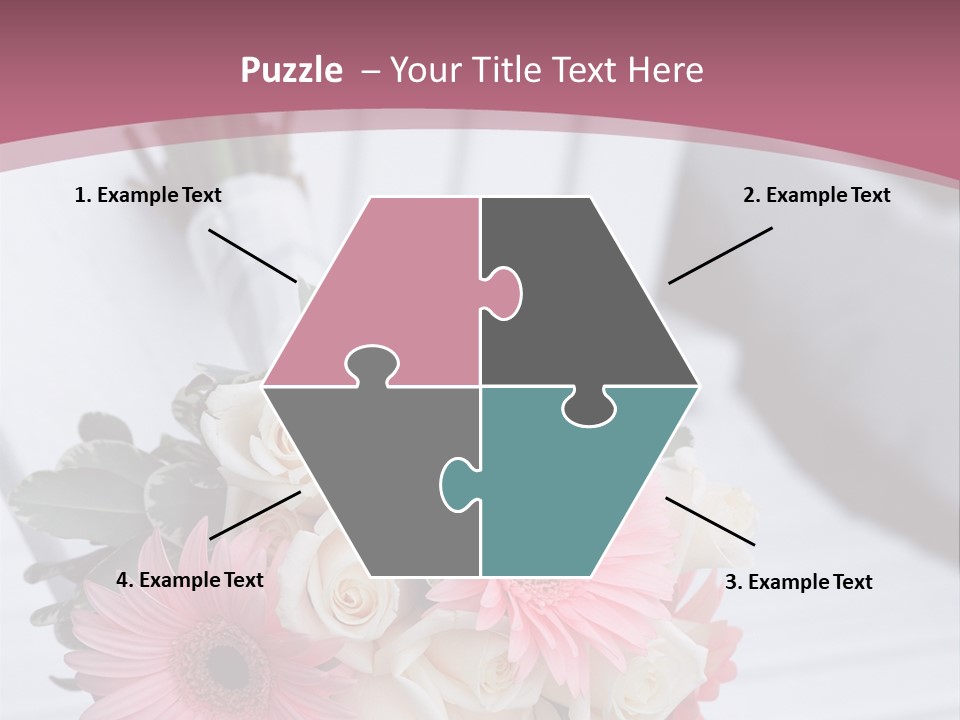 A Bouquet Of Flowers Sitting On A White Bench PowerPoint Template