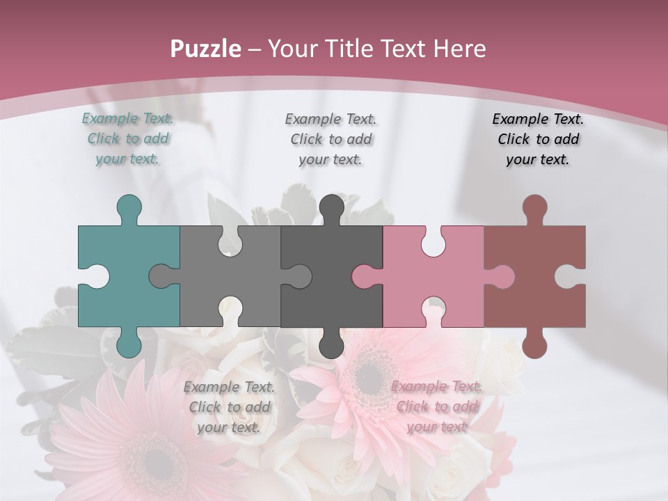 A Bouquet Of Flowers Sitting On A White Bench PowerPoint Template