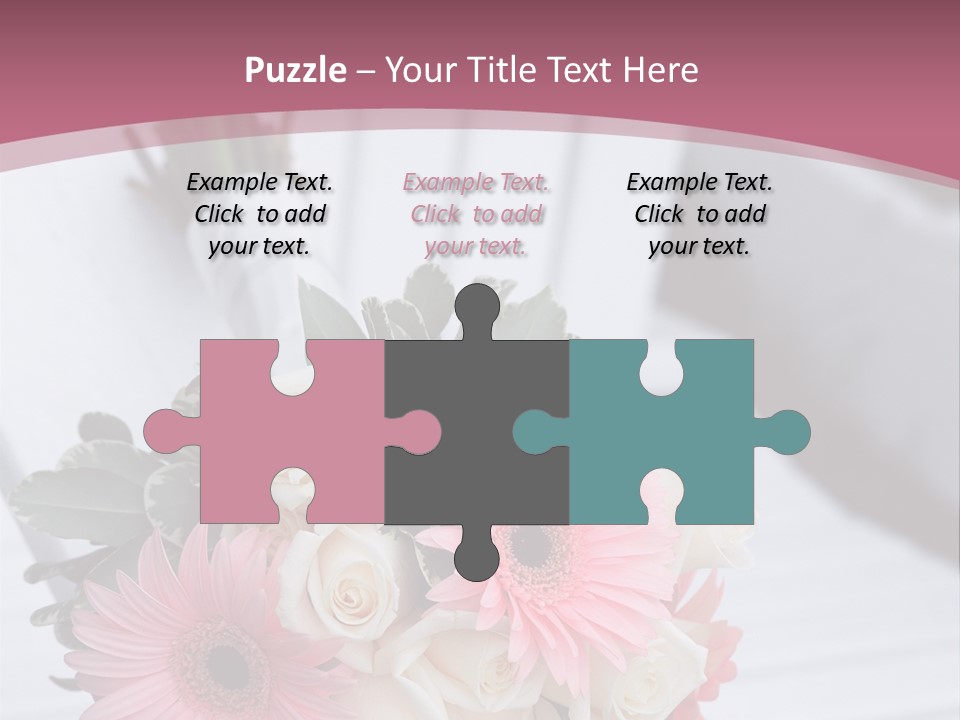 A Bouquet Of Flowers Sitting On A White Bench PowerPoint Template