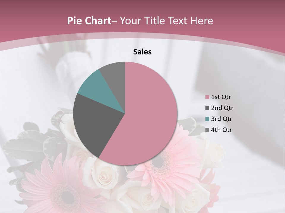 A Bouquet Of Flowers Sitting On A White Bench PowerPoint Template