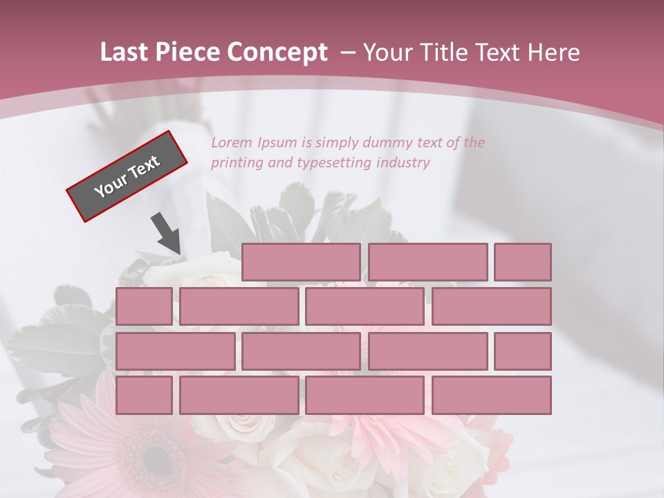 A Bouquet Of Flowers Sitting On A White Bench PowerPoint Template