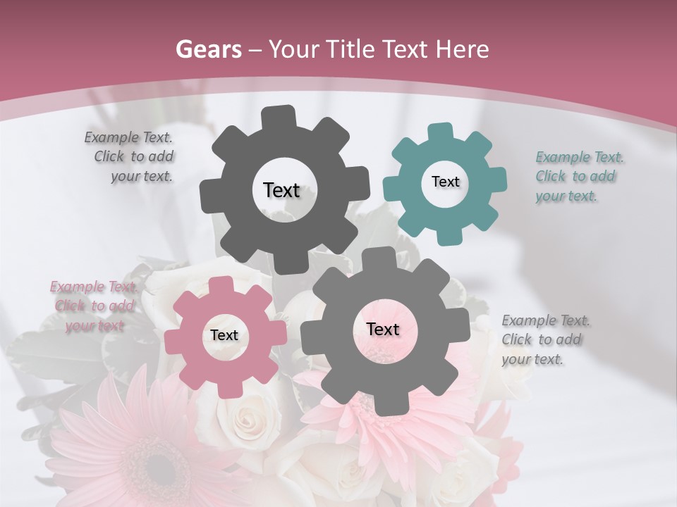 A Bouquet Of Flowers Sitting On A White Bench PowerPoint Template
