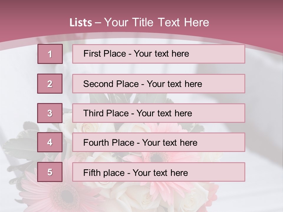 A Bouquet Of Flowers Sitting On A White Bench PowerPoint Template