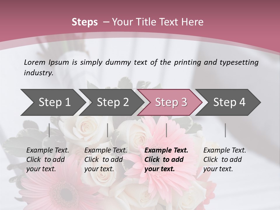 A Bouquet Of Flowers Sitting On A White Bench PowerPoint Template
