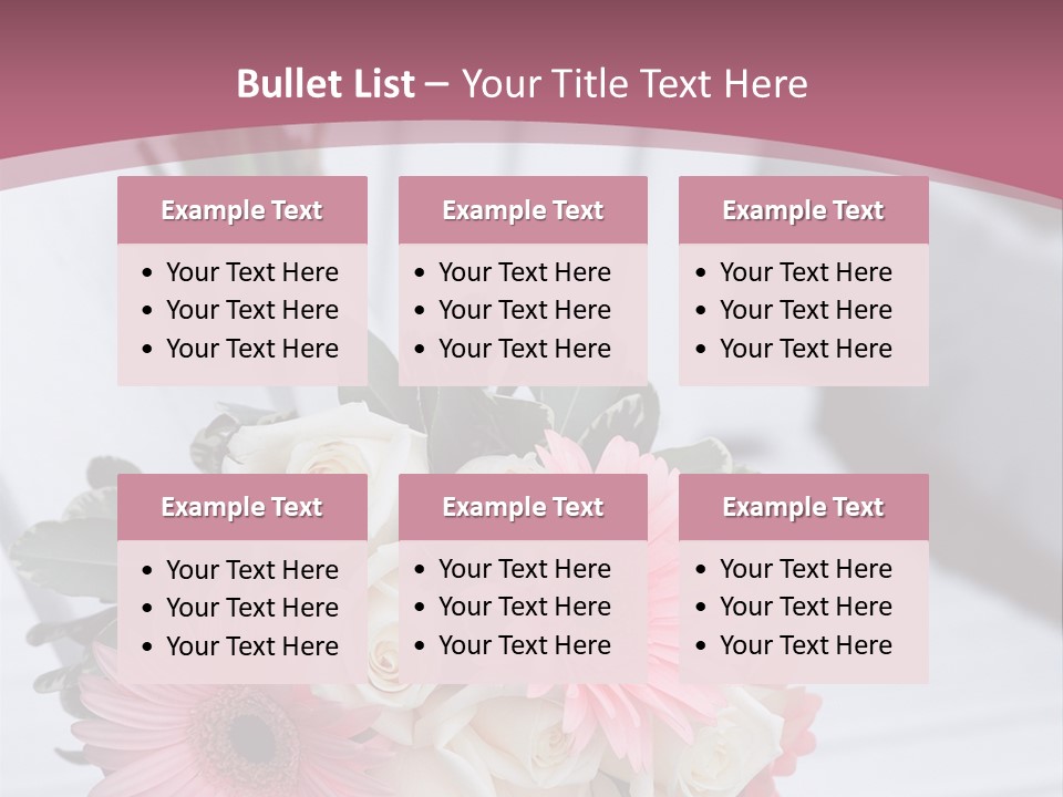 A Bouquet Of Flowers Sitting On A White Bench PowerPoint Template