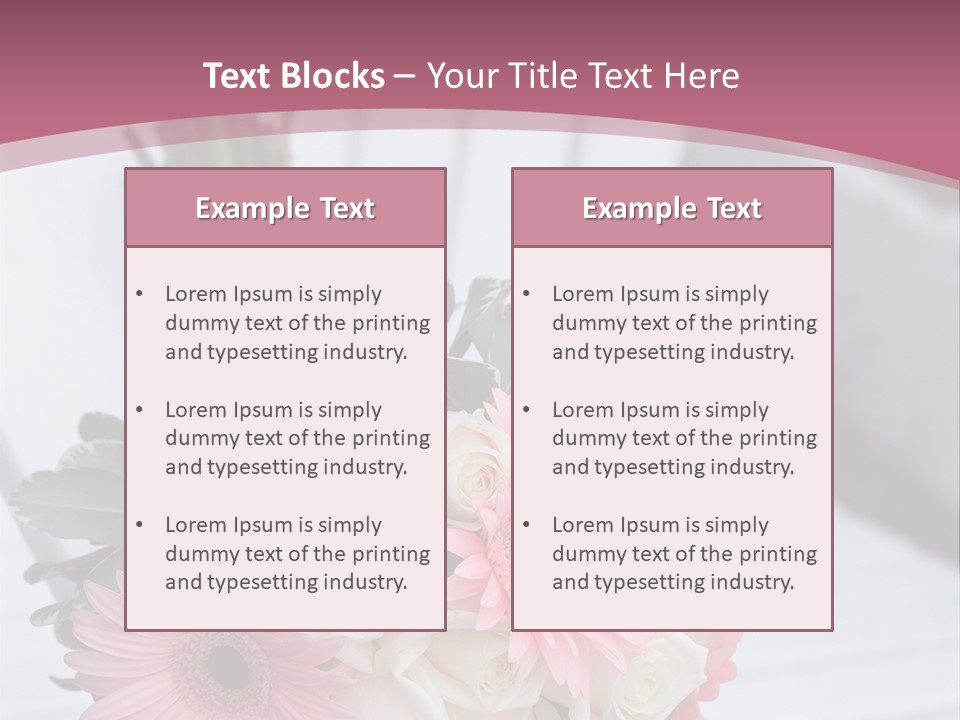 A Bouquet Of Flowers Sitting On A White Bench PowerPoint Template