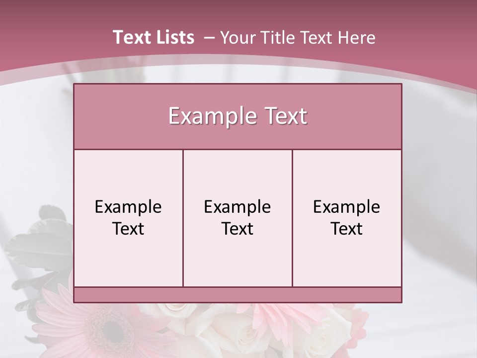 A Bouquet Of Flowers Sitting On A White Bench PowerPoint Template