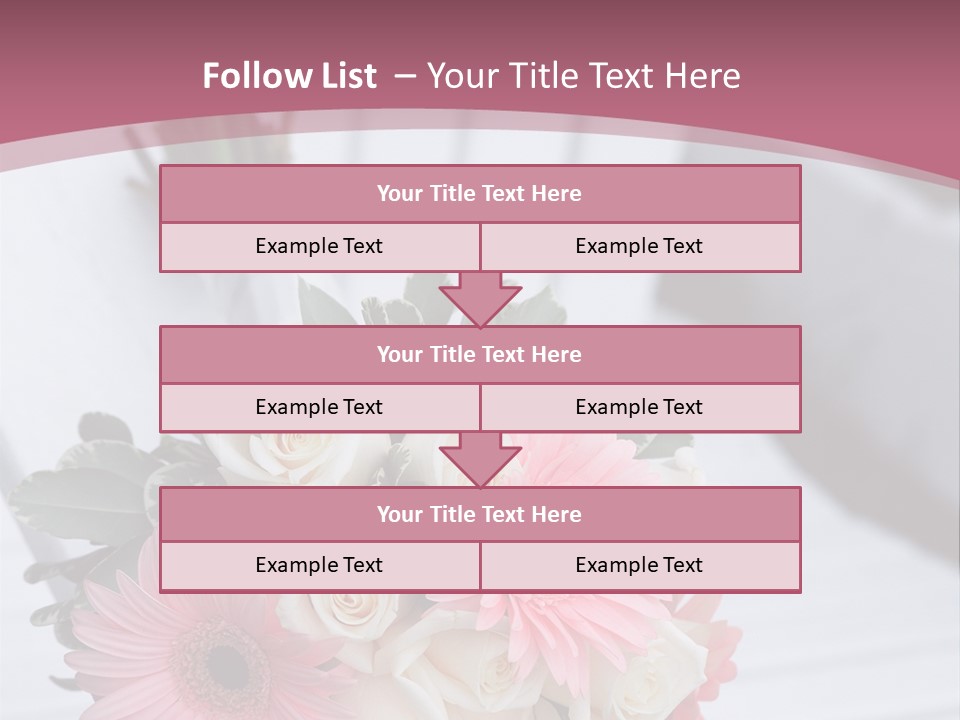 A Bouquet Of Flowers Sitting On A White Bench PowerPoint Template
