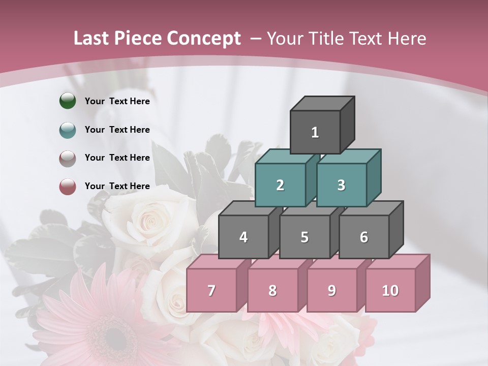 A Bouquet Of Flowers Sitting On A White Bench PowerPoint Template