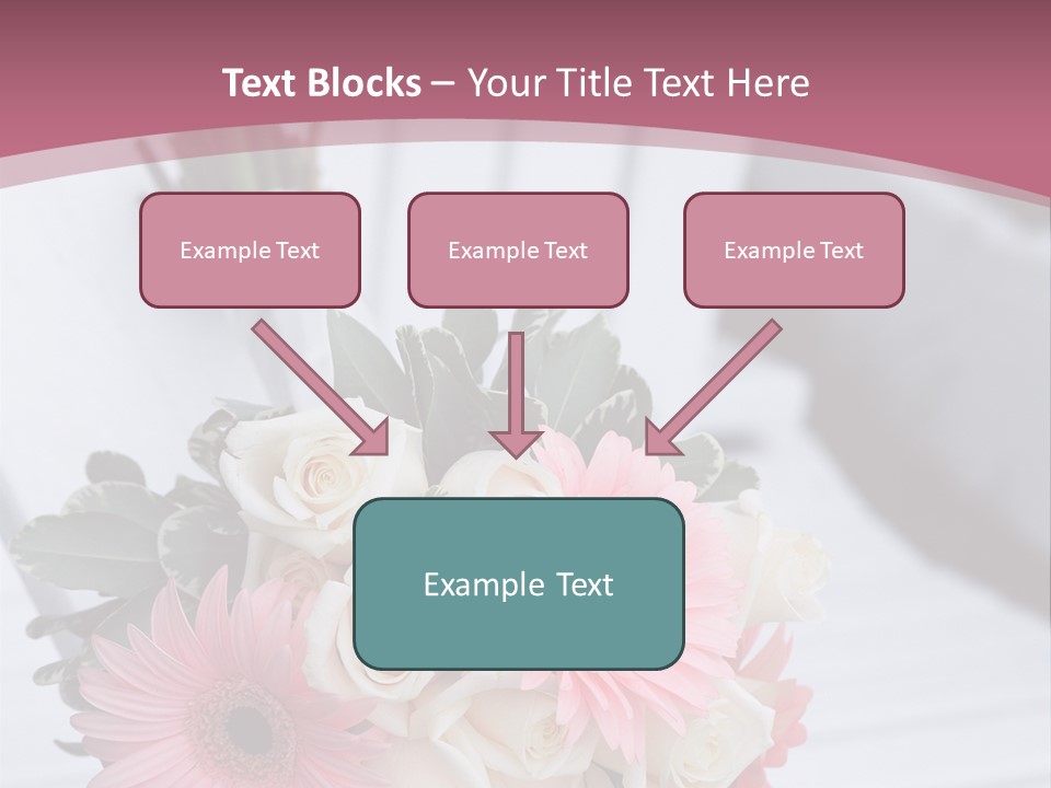A Bouquet Of Flowers Sitting On A White Bench PowerPoint Template