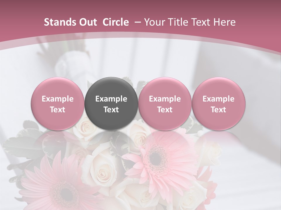 A Bouquet Of Flowers Sitting On A White Bench PowerPoint Template