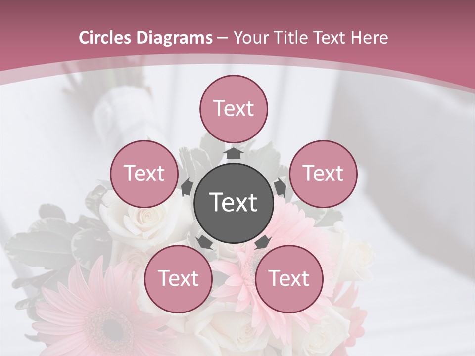 A Bouquet Of Flowers Sitting On A White Bench PowerPoint Template