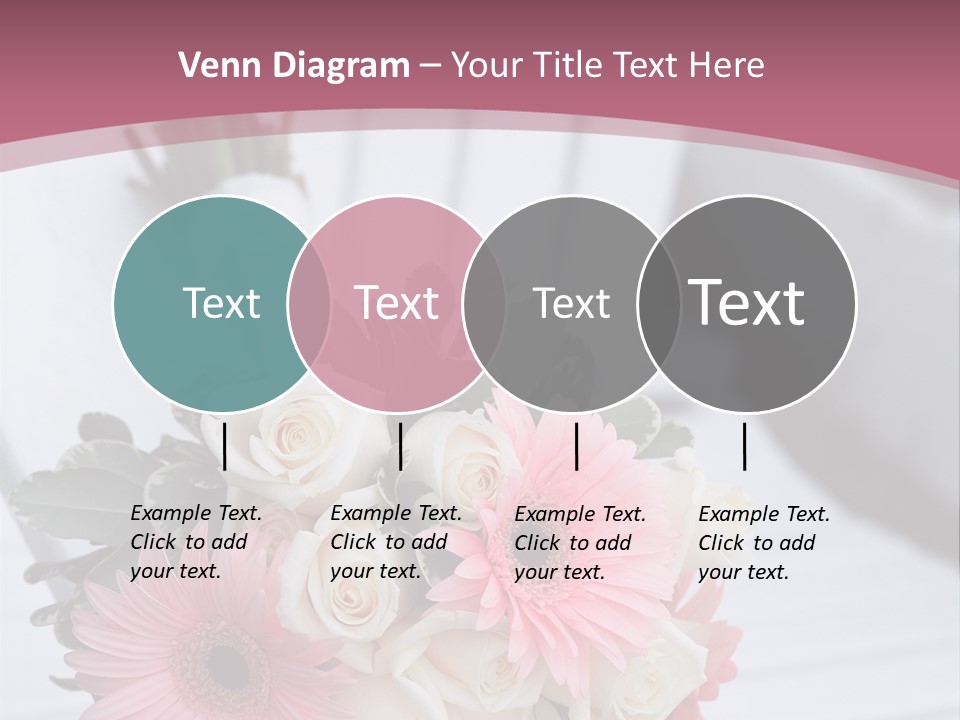 A Bouquet Of Flowers Sitting On A White Bench PowerPoint Template