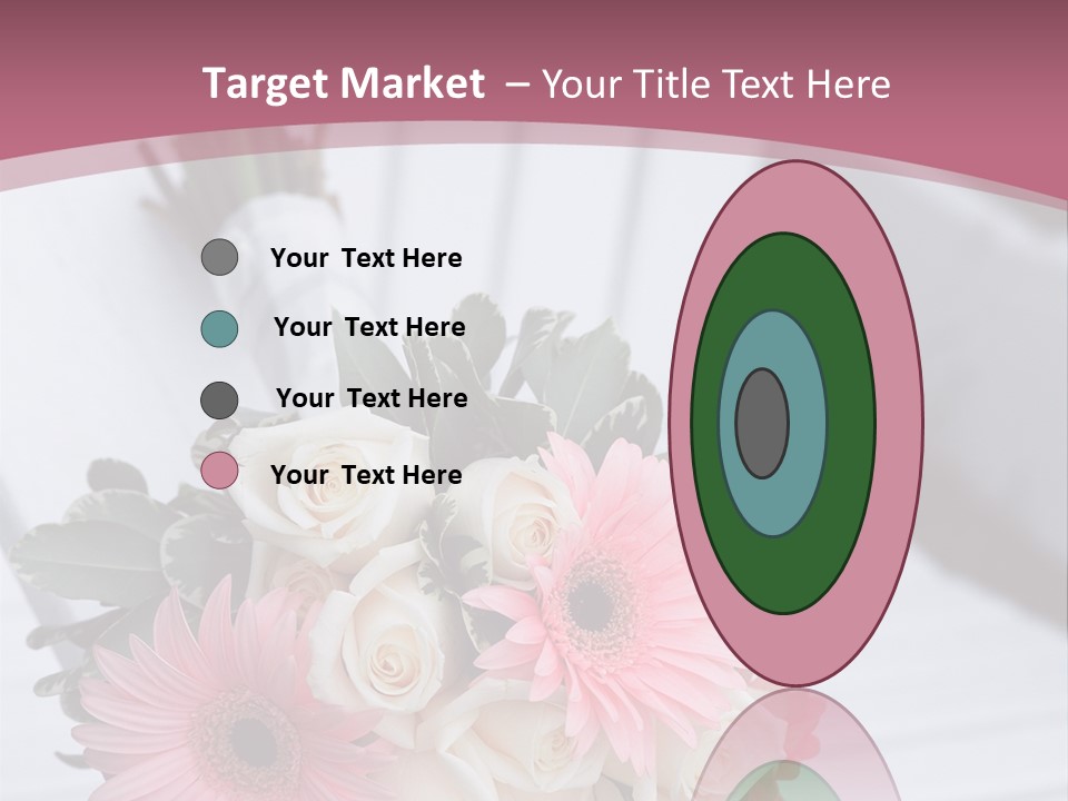 A Bouquet Of Flowers Sitting On A White Bench PowerPoint Template