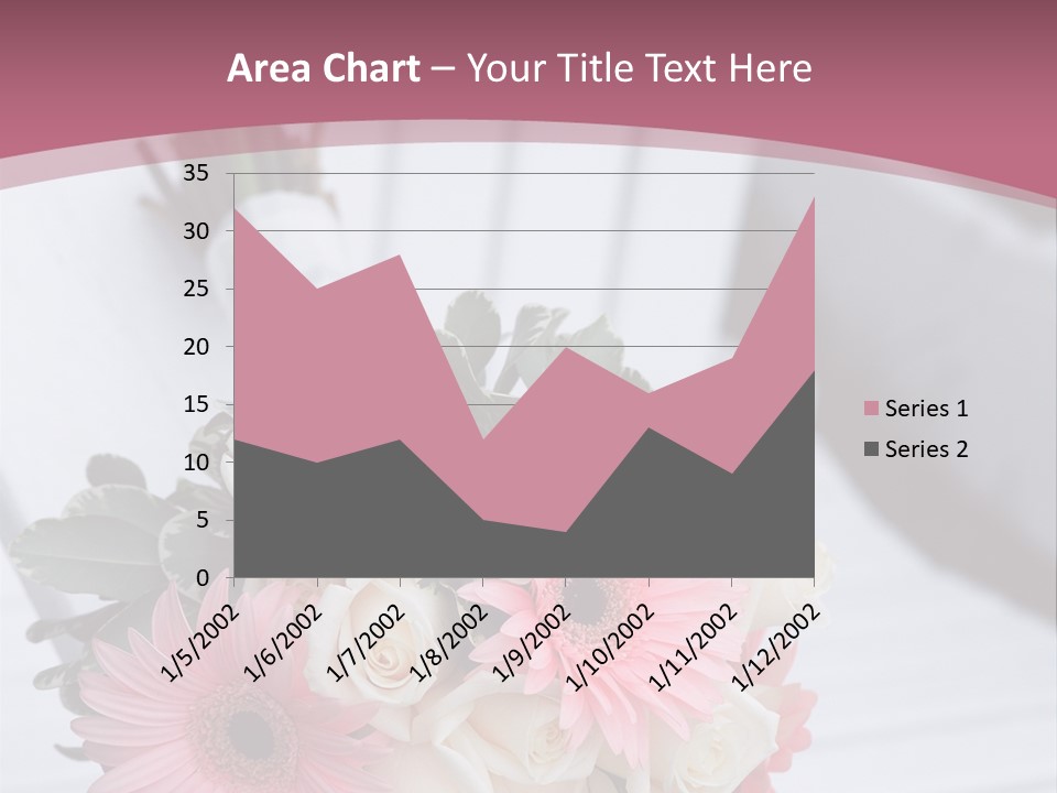 A Bouquet Of Flowers Sitting On A White Bench PowerPoint Template