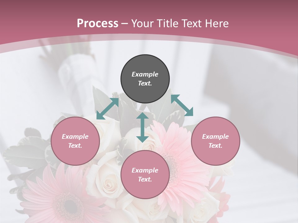 A Bouquet Of Flowers Sitting On A White Bench PowerPoint Template