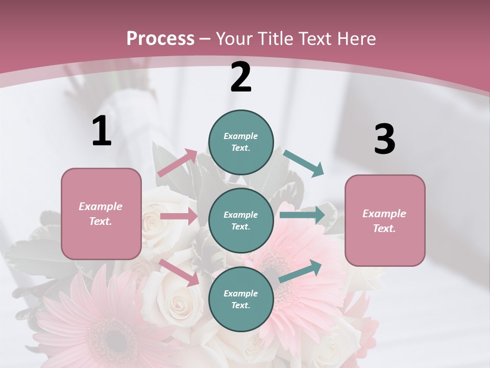 A Bouquet Of Flowers Sitting On A White Bench PowerPoint Template