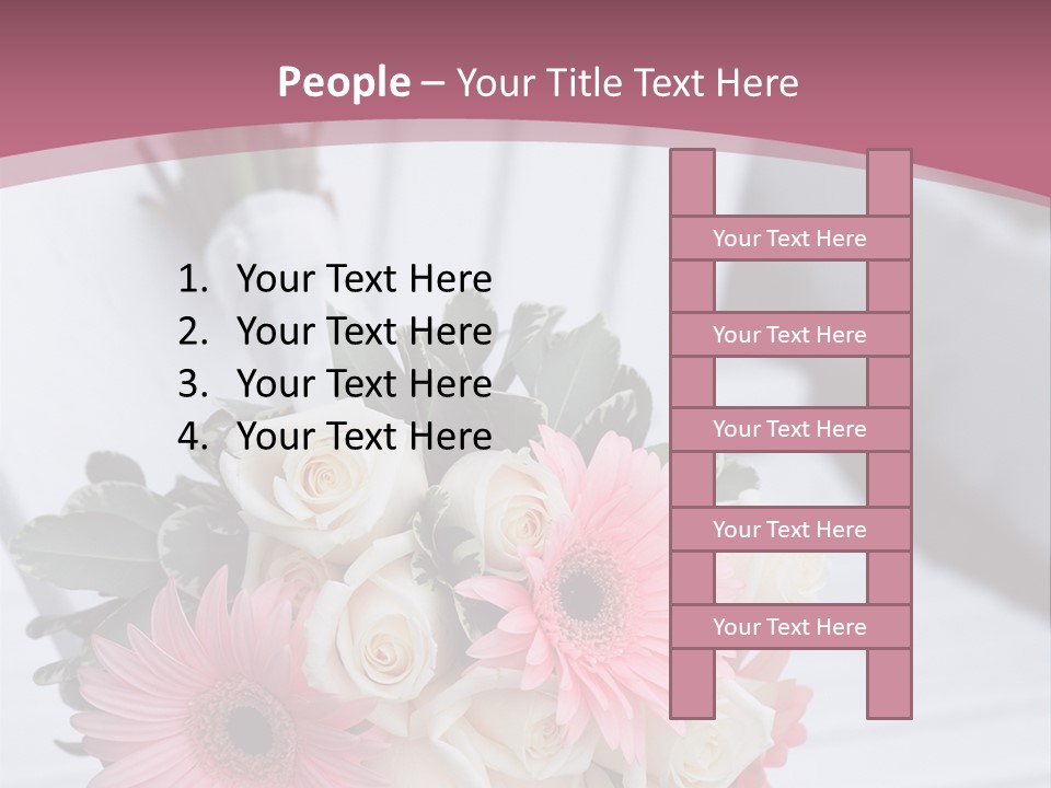A Bouquet Of Flowers Sitting On A White Bench PowerPoint Template
