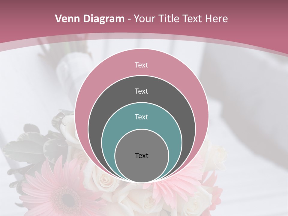 A Bouquet Of Flowers Sitting On A White Bench PowerPoint Template