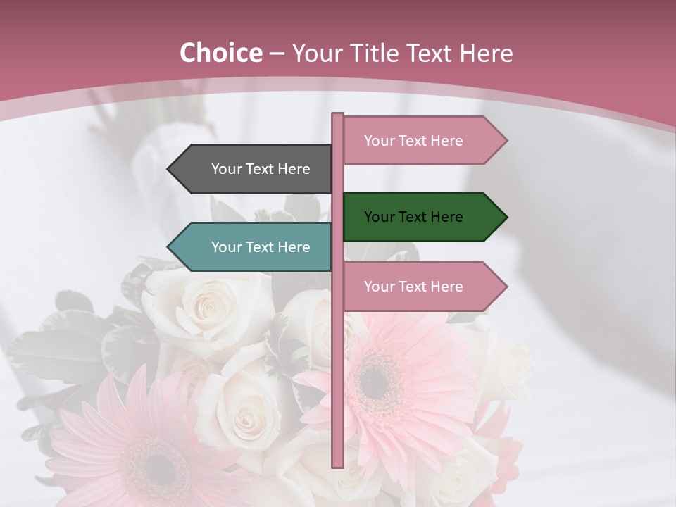 A Bouquet Of Flowers Sitting On A White Bench PowerPoint Template