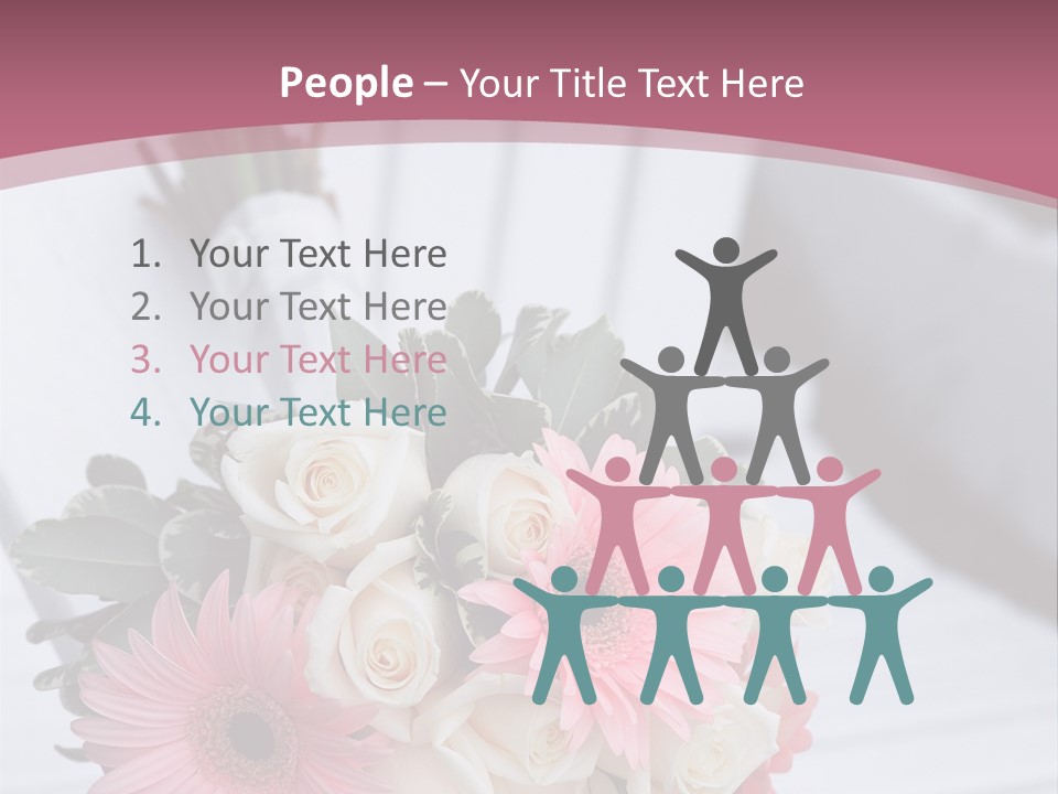 A Bouquet Of Flowers Sitting On A White Bench PowerPoint Template