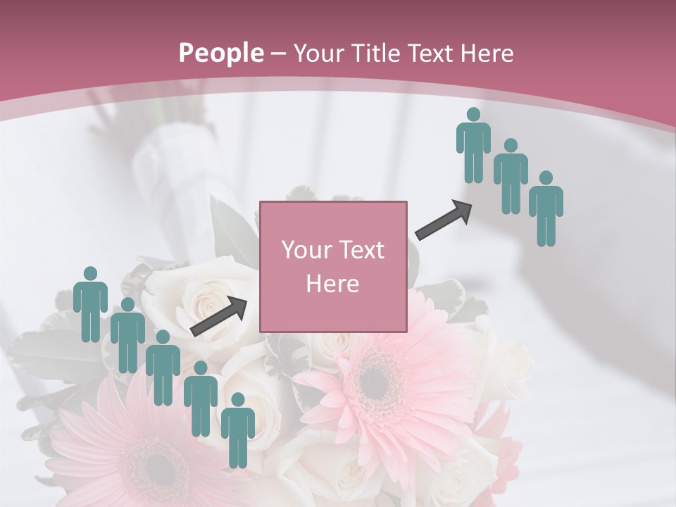 A Bouquet Of Flowers Sitting On A White Bench PowerPoint Template