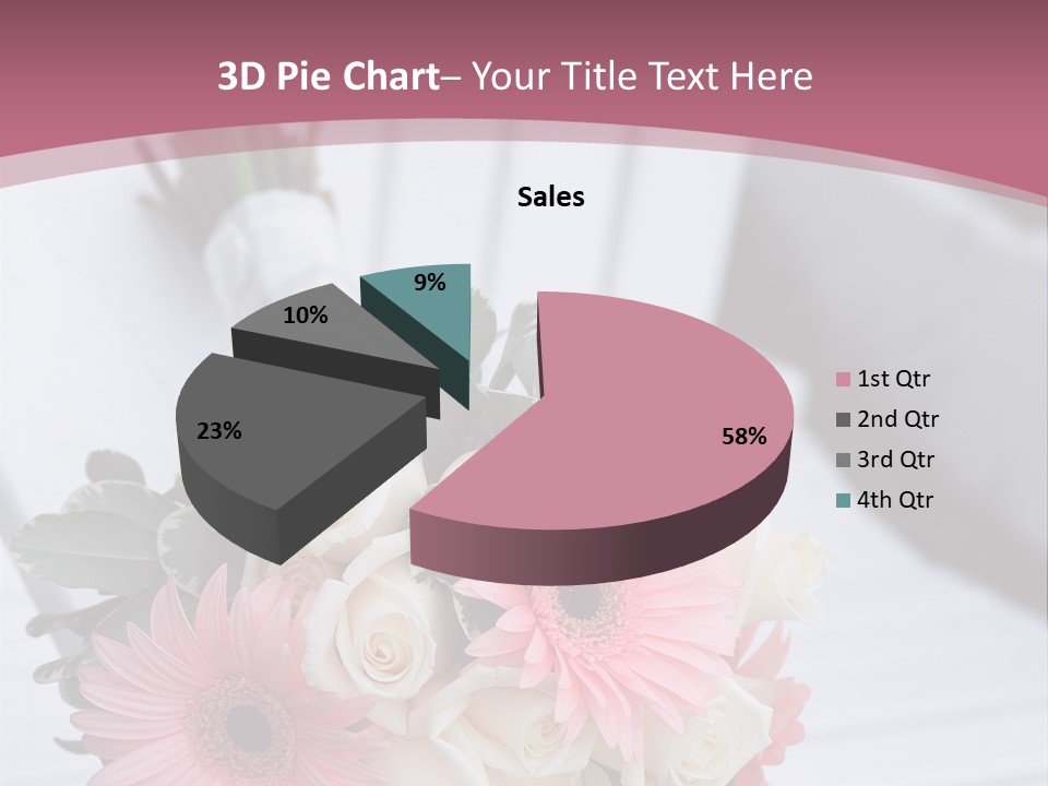 A Bouquet Of Flowers Sitting On A White Bench PowerPoint Template