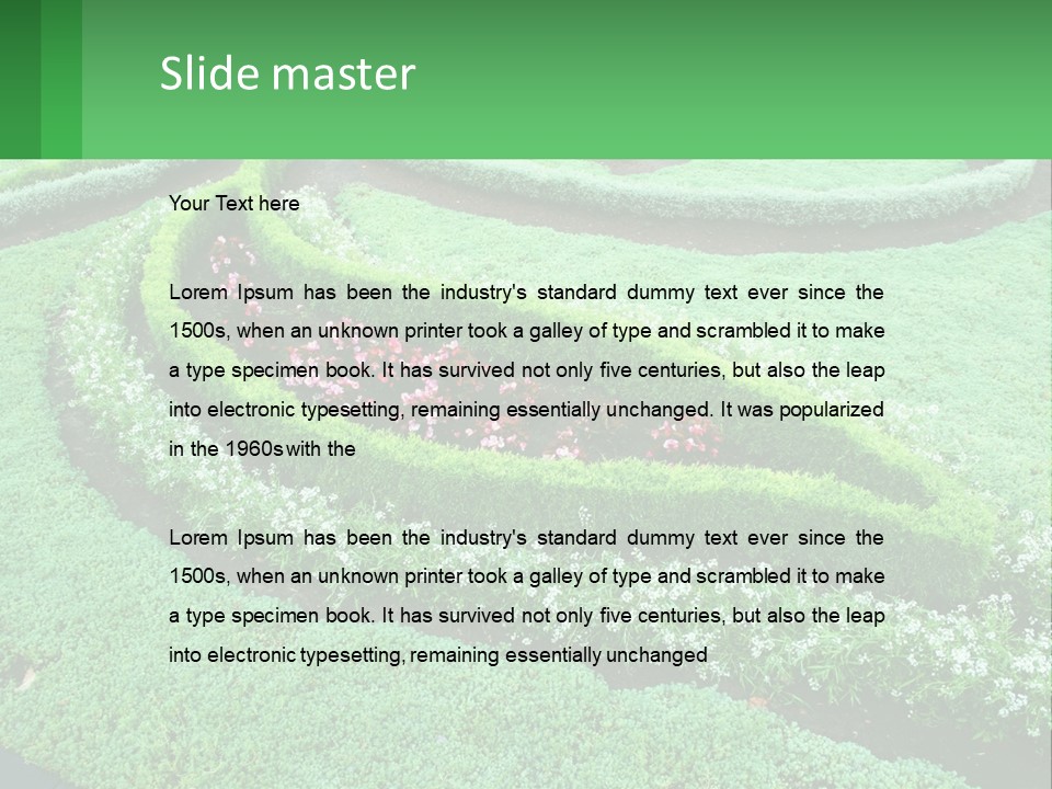 A Green Garden With A Spiral Design In The Center PowerPoint Template