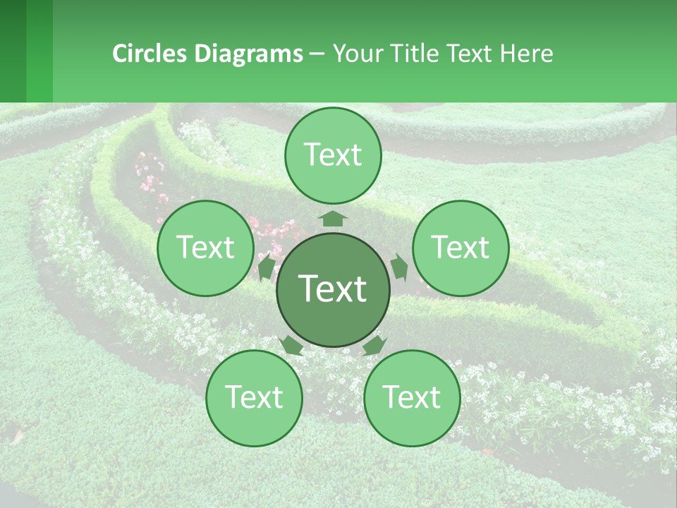 A Green Garden With A Spiral Design In The Center PowerPoint Template